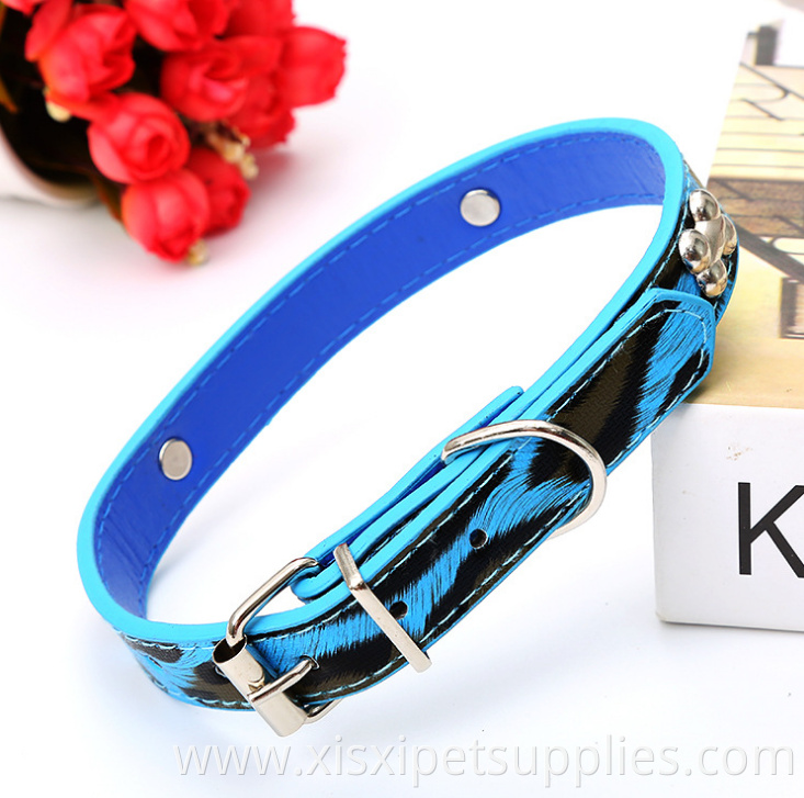 Pet Train Products Handmade Leopard Pu Leather Pet Collars for Dogs and Cats
